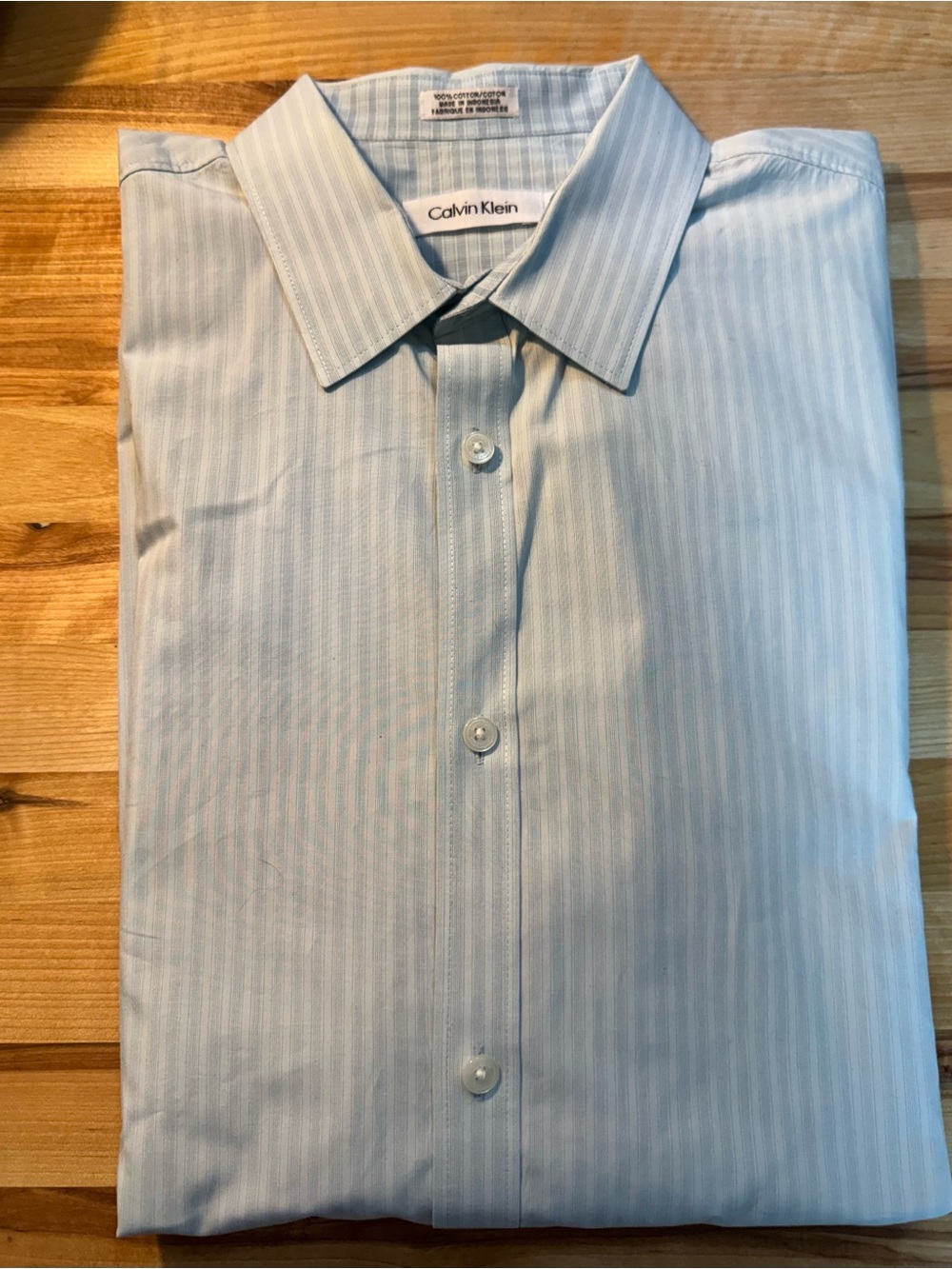 Calvin Klein Pale Blue Pinstripe Men’s Dress Shirt